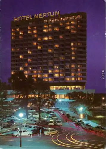 Ansichtskarte Warnemünde-Rostock Hotel Neptun - in der Nacht 1979