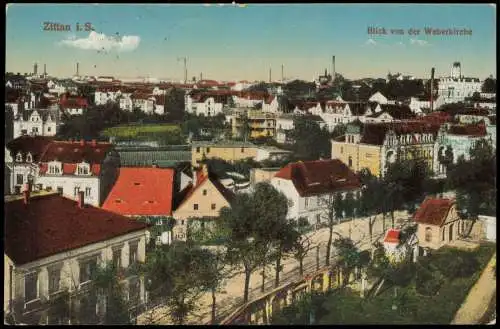 Zittau Straßenpartie an der Weberkirche Ansichtskarte 1918