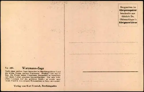 Ansichtskarte Berchtesgaden Watzmann Sage - König Familie als Berge 1938