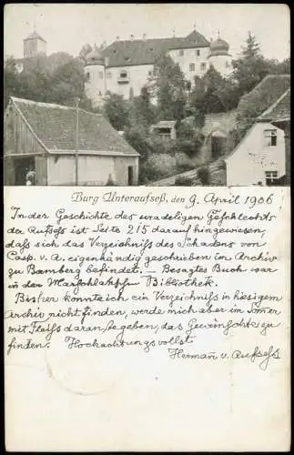 Ansichtskarte Aufseß-Hollfeld Burg Unteraufseß 1906