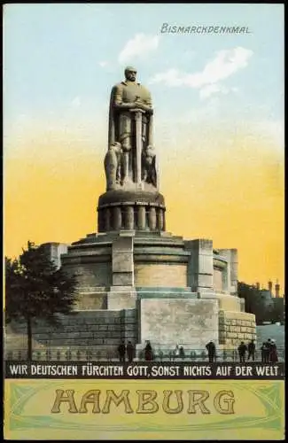 Ansichtskarte St. Pauli-Hamburg Bismarck-Denkmal Patriotika 1912