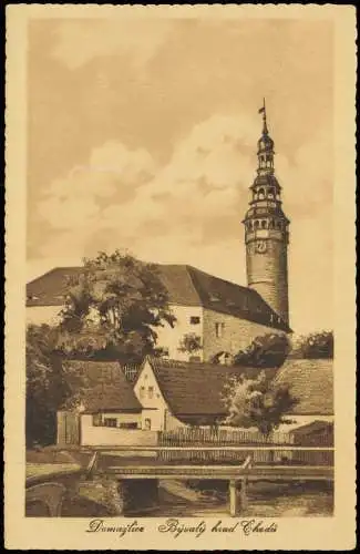 Postcard Taus Domažlice Bývalý hrad Chodi 1927