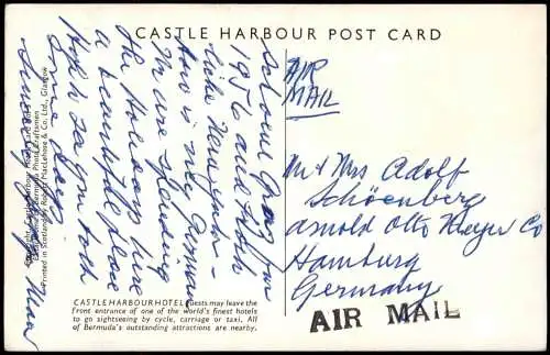 Postcard Bermuda The Castle Harbour Hotel 1968