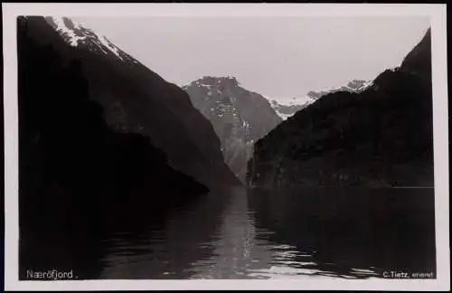 Postcard Aurland Næröfjord. 1930