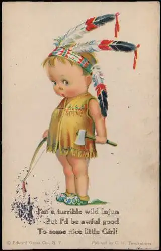 Kinder Künstlerkarte Indianer Indian Painted by C. H. Twelvetrees 1914