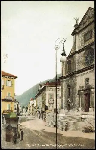 Ansichtskarte Bellinzona via alla Stazione 1912 Tessin