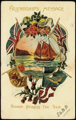 Künstlerkarte Militär Britain England Friendship Patriotika 1907