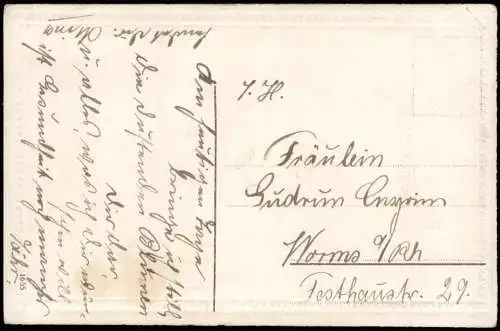 Geburtstag Birthday Strauss aus Kamille Prägekarte 1914 Silberrand