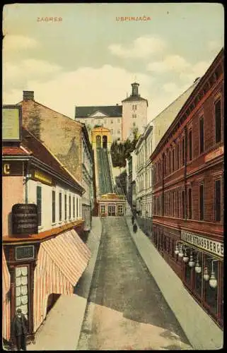 Postcard Zagreb USPINJAČA - Geschäfte 1911