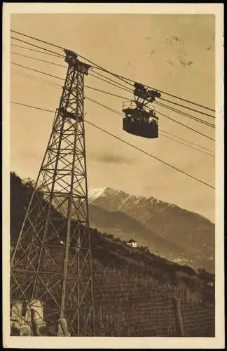 Cartolina Lana an der Etsch Lana sull'Adige Schwebebahn b. Meran 1914