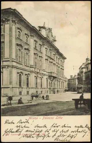 Cartolina Mailand Milano Palazzo Litta, Tram 1902