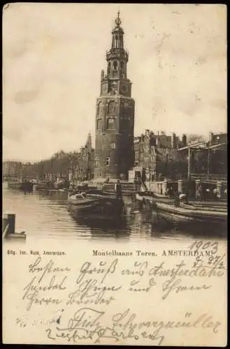 Postkaart Amsterdam Amsterdam Montelbaans Toren - Schiffe 1903