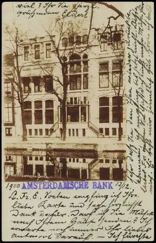 Postkaart Amsterdam Amsterdam AMSTERDAMSCHE BANK Straße Fotokarte
 1900