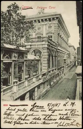 Cartolina Genua Genova (Zena) Palazzo Tursi - Straßenpartie 1907