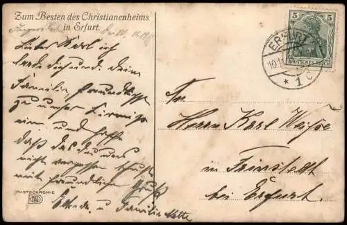 Künstlerkarte Gesteck Christianentag Christianenheim Erfurt 1911