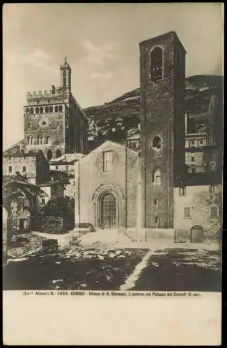 Cartolina Gubbio Chiesa di S. Giovanni. L'esterno col Palazzo 1912