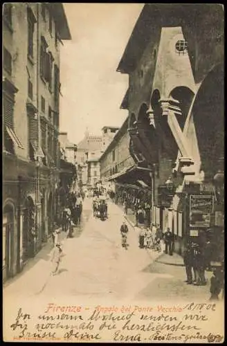 Cartolina Florenz Firenze Angolo del Ponte Vecchio 1902