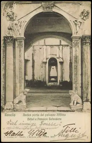 Ravello Antica porta del palazzo Afflitto Hôtel e Pension Belvedere 1907