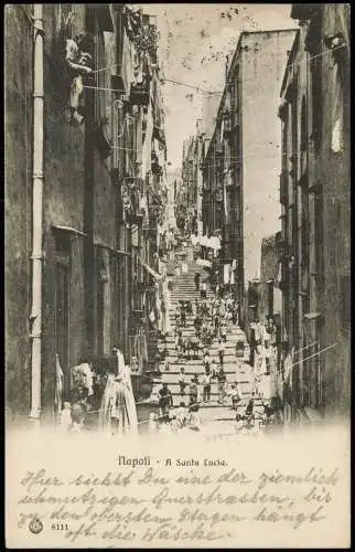 Cartolina Neapel Napoli A Santa Lucia - Straßenszene 1912