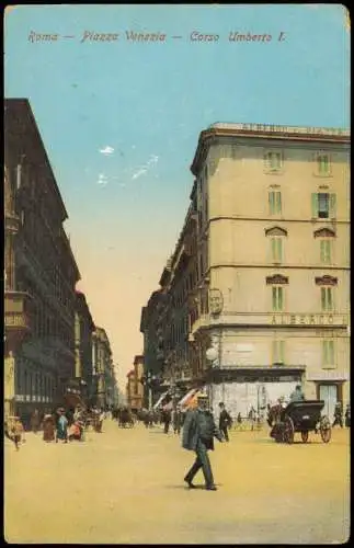 Cartolina Rom Roma Piazza Venezia - Corso Umberto I. 1914