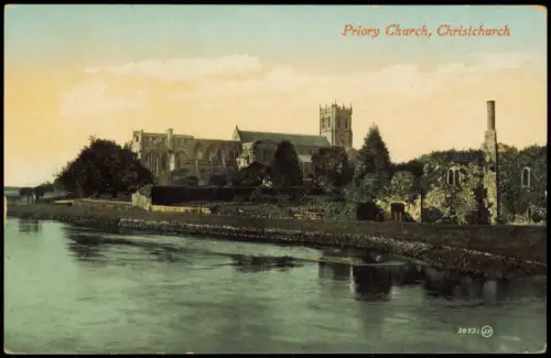Postcard Christchurch (Dorset) Priory Church 1912