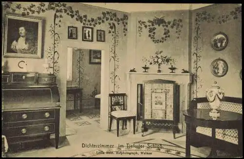 Ansichtskarte Tiefurt-Weimar Dichterzimmer Schloß Tiefurt 1918