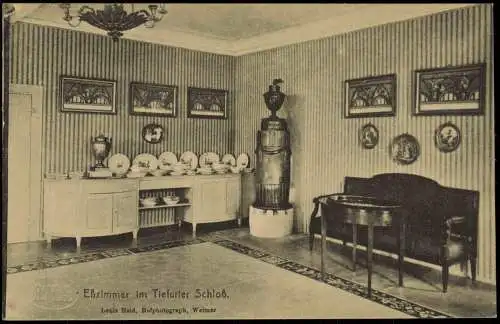 Ansichtskarte Tiefurt-Weimar Eßzimmer im Tiefurter Schloß. 1918