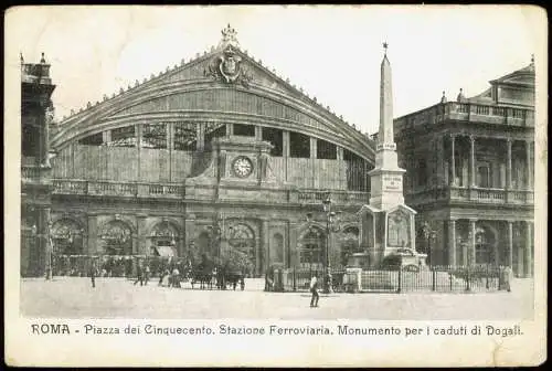 Cartolina Rom Roma Piazza dei Cinquecento. Stazione Ferroviaria. 1906