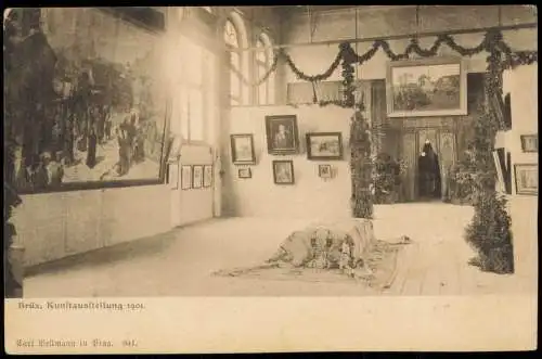 Postcard Brüx Most Kunftausstellung Innenansicht 1901