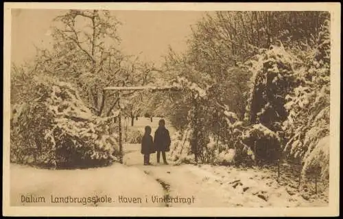 Dalum-Odense (Dänemark) Landbrugsskole. Haven i Vinterdragt 1924