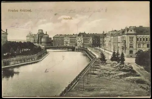 Postcard Königgrätz Hradec Králové Straßenszene Nábřeží 1917