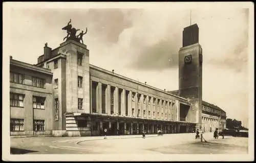 Postcard Königgrätz Hradec Králové Hauptbahnhof Nádraží 1940