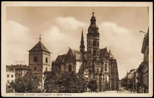 Kaschau Košice (Kassa) Erzsébet székesegyház és Orbán torony 1929