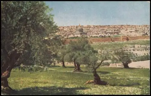 Postcard Jerusalem Jeruschalajim (רושלים) Stadt vom Ölberg 1918