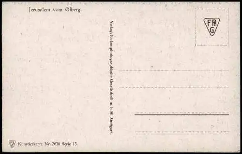 Postcard Jerusalem Jeruschalajim (רושלים) Stadt vom Ölberg 1918