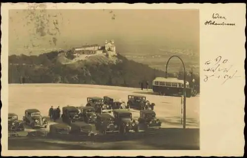 Ansichtskarte Wien Höhenstrasse - Parkplatz, Autos 1938