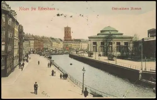 Postcard Kopenhagen København Thorvaldsens Museum, Straßenpartie 1906