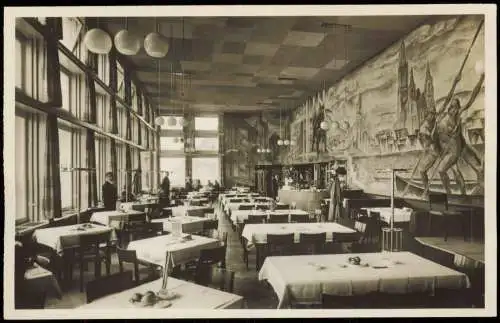 Ansichtskarte Friedrichshafen Neuer Hafenbahnhof Restaurations-Saal 1934