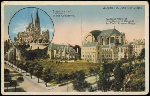 Postcard New York City Cathedral St. John The Divine. 1926