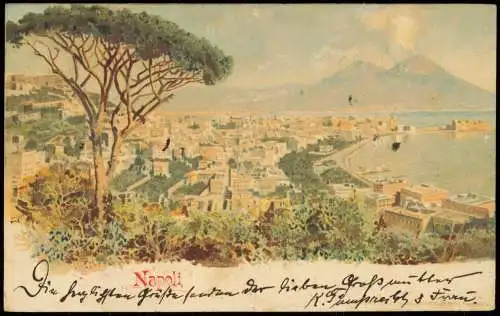 Cartolina Neapel Napoli Stadt VESUV Vesuvio 1905