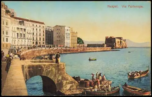 Cartolina Neapel Napoli Via Partenope. 1914