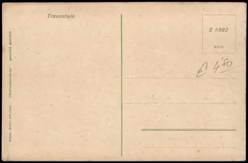 Ansichtskarte Traunstein Panorama-Ansicht mit Eisenbahn Brücke 1920