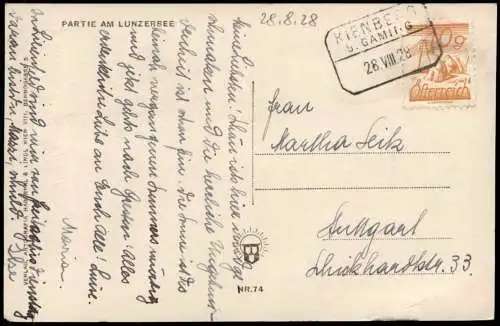 Ansichtskarte Lunz  See Lunzer See 1928  gel eckiger Stempel Kienberg b. Gaming