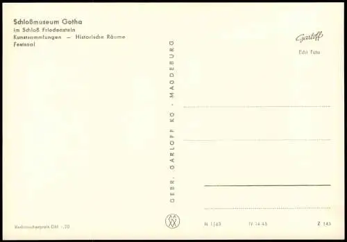 Ansichtskarte Gotha Kunstsammlungen Festsaal Historische Räume 1963