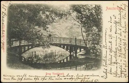 Postkaart Amsterdam Amsterdam Brug Vondelpark 1900