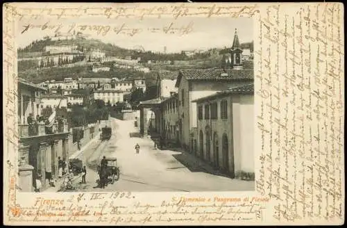 Cartolina Florenz Firenze S. Domenico e Panorama di Fiesole 1902