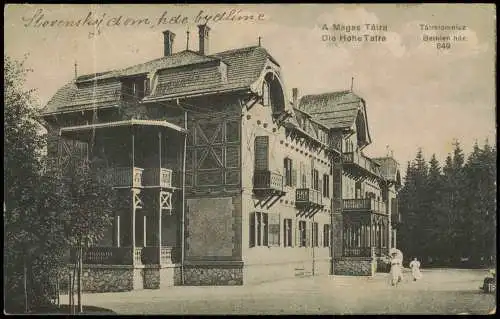 Tatralomnitz-Vysoké Tatry Tatranská Lomnica Straße Hotel Tatra Tatry 1913