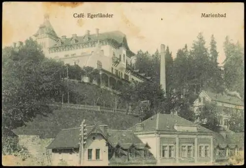 Marienbad Mariánské Lázně Cafe Egerländer Fabrik Bahnhof 1925