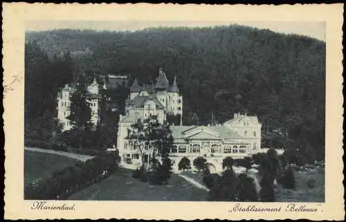 Postcard Marienbad Mariánské Lázně Etablissement Bellevue 1929