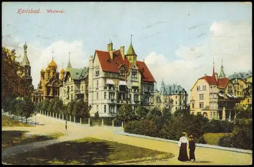 Postcard Karlsbad Karlovy Vary Westend, Straßenpartie Villen 1916